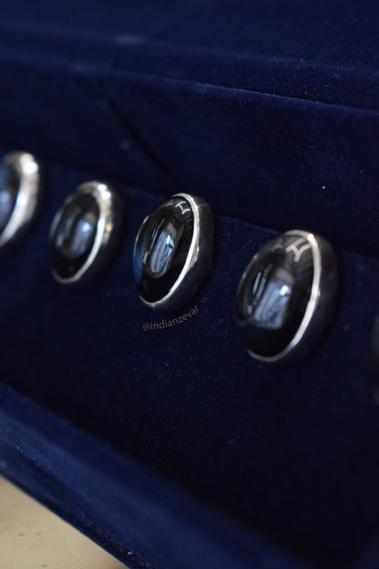 Black Onyx (Suleimani Hakik) gemstone button set for sherwanis and ethnic menswear