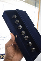 Set of 7 handmade Jadau-style buttons with black onyx stones from Indian Zevar