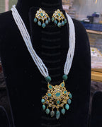 Rani Haar Necklace with Real Emeralds and White Pearls – Indian Jewellery