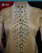 Enchanted Opulence: Grand Opera 12-Strand Pearl & Emerald Statement Necklace (Exclusive Design)