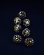 Vintage Charm: 92.5 Silver Almas Polki Victorian Button Set (Shervani, Set of 7)