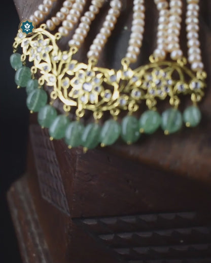 Hyderabadi Jadau Jhumar Passa: Real Pearls & Aventurine Sparkling Tradition (Essential 1)