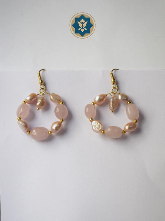 Rose Quartz & Pearl Hoop Earrings: Love & Harmony (Ready to Ship!)