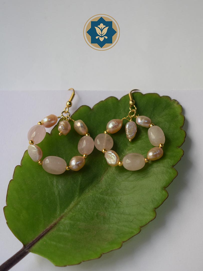 Rose Quartz & Pearl Hoop Earrings: Love & Harmony (Ready to Ship!)