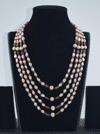 Vintage Vibes: Baroque Pearl & Ruby Necklace 4 Strand