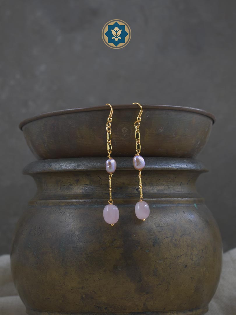 Love in Bloom: Sweetheart Duster Earrings with Pearls & Rose Quartz