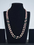 Vintage Flair: Baroque Pearl, Emerald & Ruby Necklace (Casual Chic)