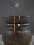 Blushing Beauty: Sweetheart Duster Earrings with Pearls & Taiwan Coral
