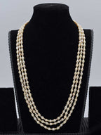 Classic Elegance: Freshwater Pearl Beaded Necklace (3 Strands, Indian Inspired)