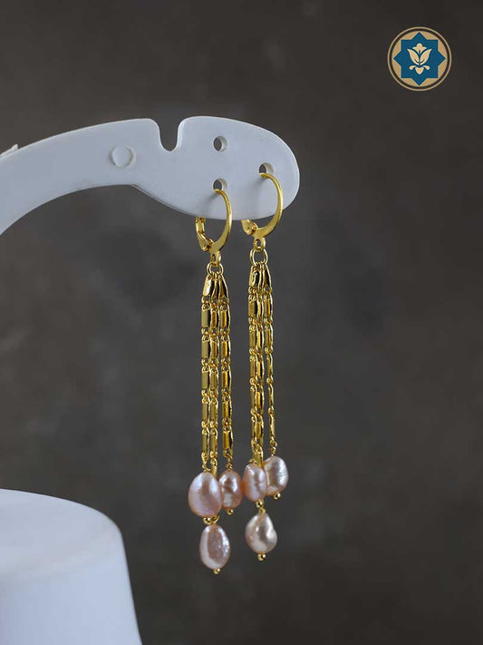 Egyptian Elegance: Freshwater Pearl Chandelier Long Drop Earrings (Ready to Ship!)