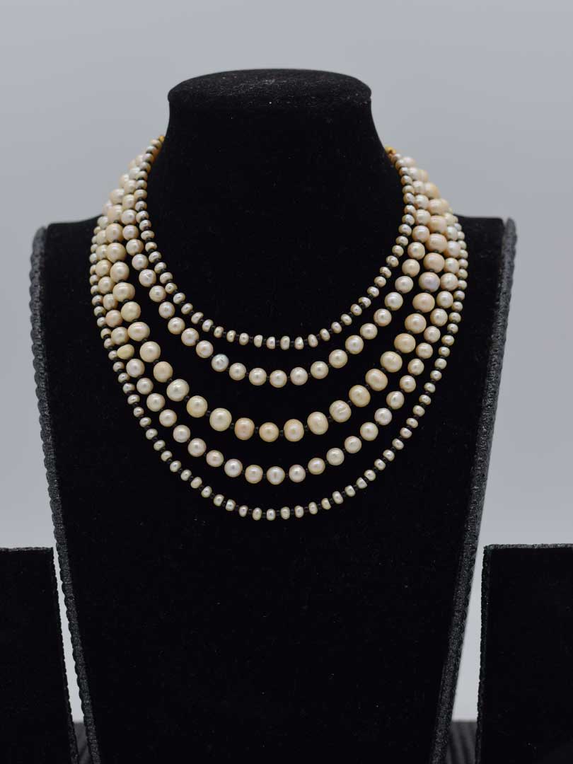 East Meets West Choker: Black & White Pearls (5 Strands, Casual Chic)
