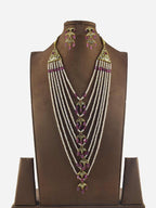 Elegant Hyderabadi Sathlada Set with Freshwater Pearls & Ruby