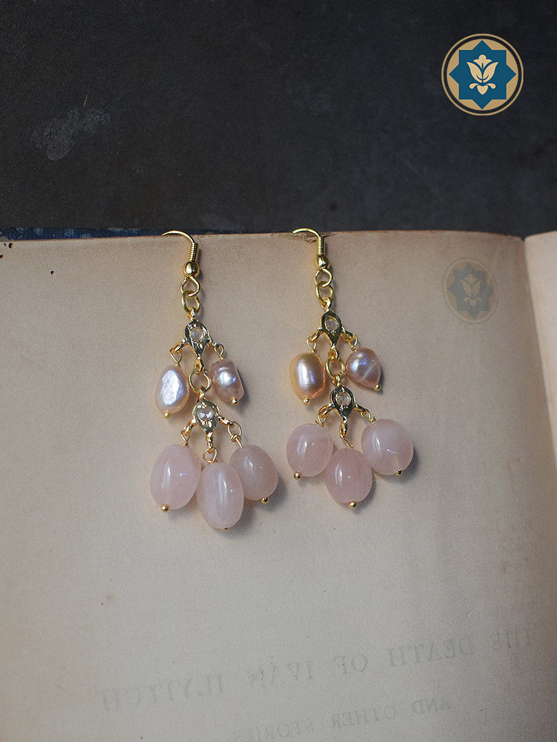 Classic & Chic: Pearl & Rose Quartz Chandelier Earrings (Ready to Ship!)