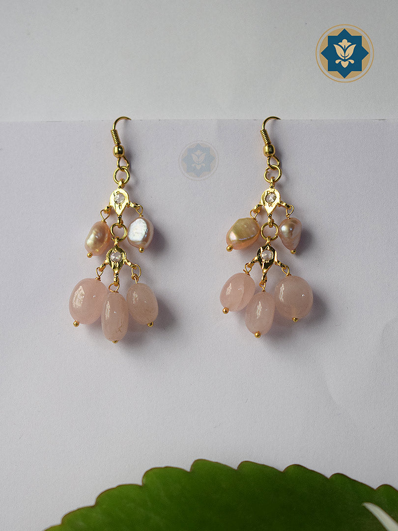 Classic & Chic: Pearl & Rose Quartz Chandelier Earrings (Ready to Ship!)