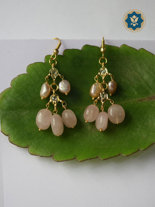 Classic & Chic: Pearl & Rose Quartz Chandelier Earrings (Ready to Ship!)