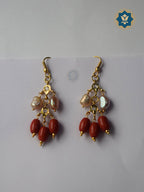 Bold & Beautiful: Red Coral & Pearl Chandelier Earrings (Ready to Ship!)