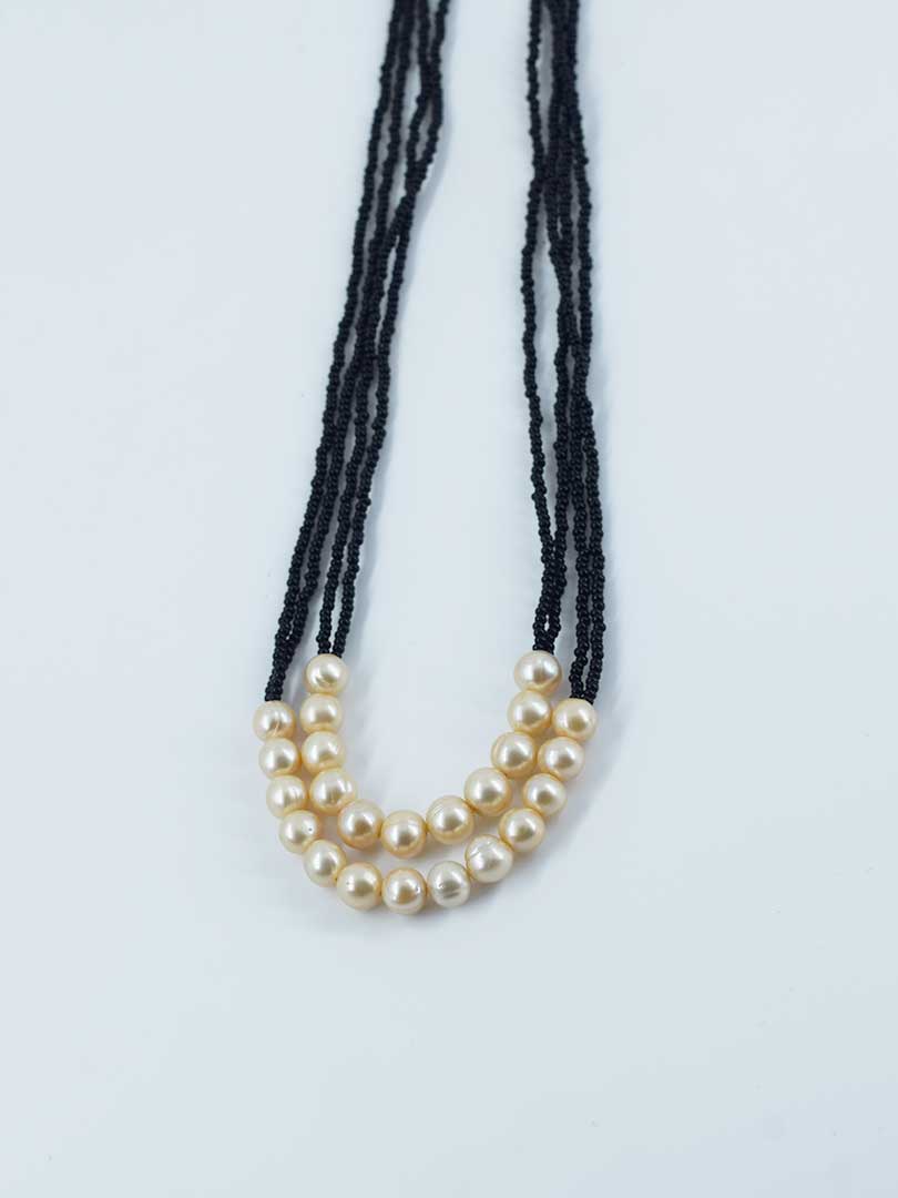 Modern Mantras: 2-Strand Pearl & Kali Poth Lachha Necklace (Mangalsutra)