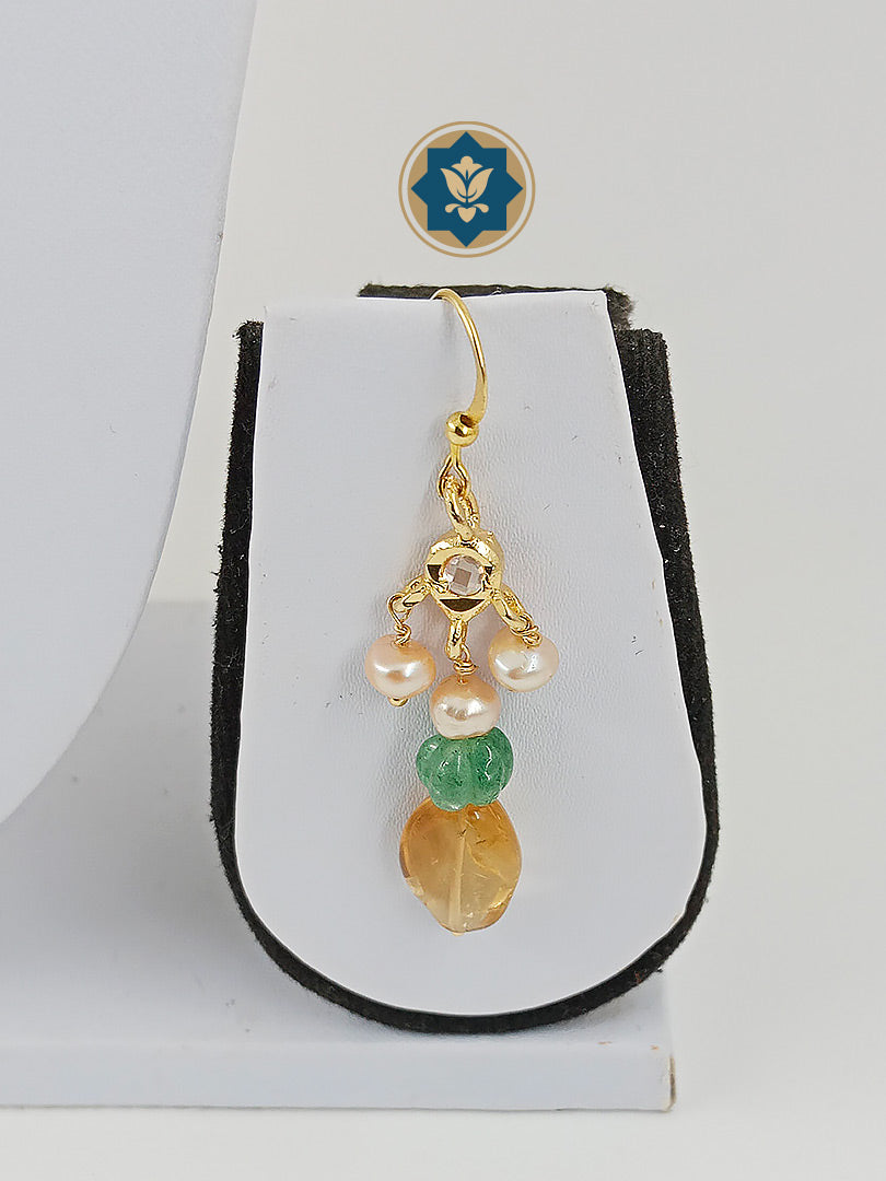 Sunny Delight: Citrine, Pearl & Green Pumpkin Necklace (Casual Chic)