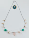 Delicate Touch: Korean Chain Necklace with Pearl & Semi-Precious Stones (Casual Chic)