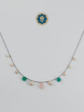 Delicate Touch: Korean Chain Necklace with Pearl & Gemstone (Casual Chic)